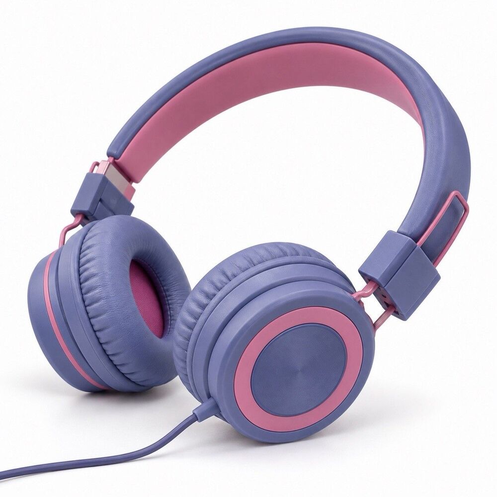 Elecder i37 Kids Wired Headphones Purple Pink Foldable 3.5mm School Travel NEW